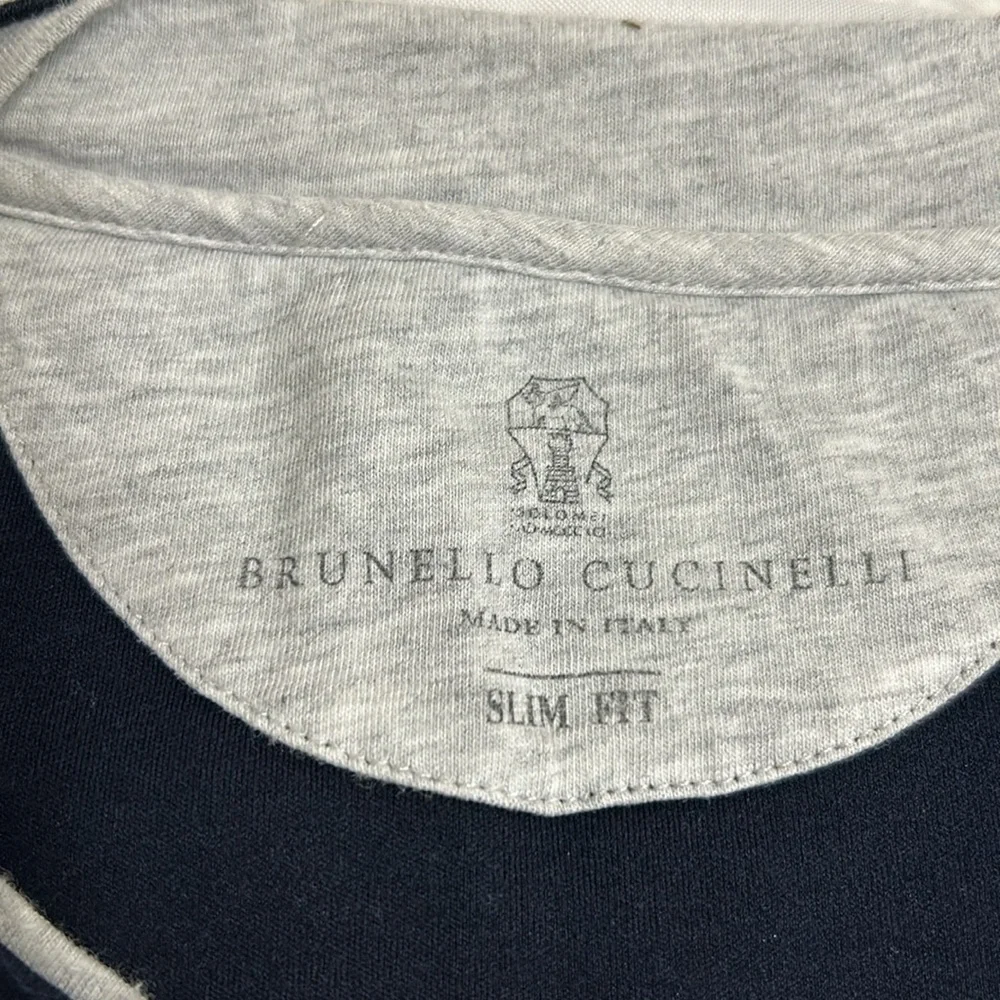 Brunello Cucinelli Navy Slim Fit Faux Layer Crew Neck. XL. NWOT - Picture 2 of 6